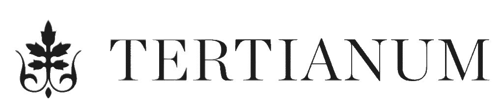 Logo von Tertianum mit stilisiertem Emblem links vom Schriftzug in Schwarz.