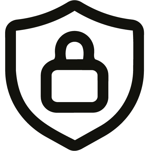 Sicherheitsymbol: schwarzes Schloss auf Schild, Symbol für Datenschutz und IT-Sicherheit.